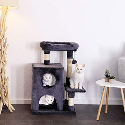 Dibea Árbol rascador Árbol Escalador Árbol para Gatos Altura 80 cm Color Gris Oscuro