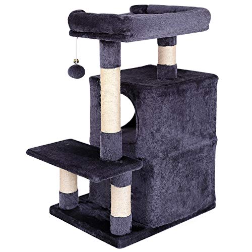 Dibea Árbol rascador Árbol Escalador Árbol para Gatos Altura 80 cm Color Gris Oscuro