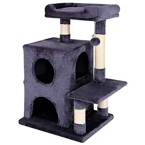 Dibea Árbol rascador Árbol Escalador Árbol para Gatos Altura 80 cm Color Gris Oscuro