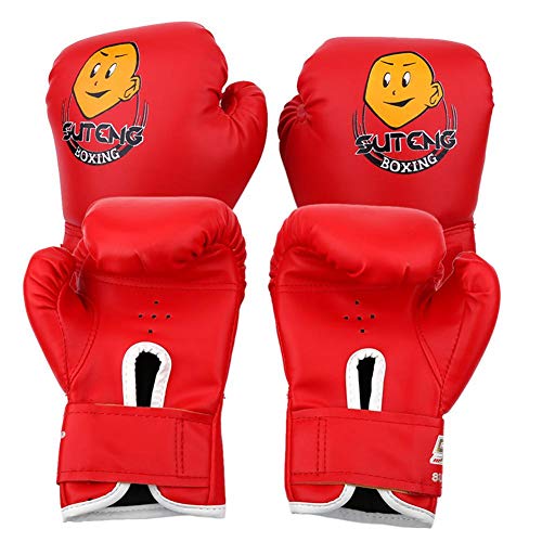 Dilwe 1 Par de Guantes de Boxeo Cuero PU Guantes de Boxeo Junior para Estudiantes Familia 3-10 Años (Negro)