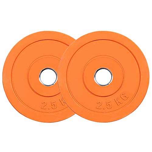 Disco Olímpico 100% Pura de Goma Placa de Pesas con Barra Profesional Competitiva, 50mm Agujeros de Diámetro, Disco de Barra de Color,1-Pair(2.5kg)