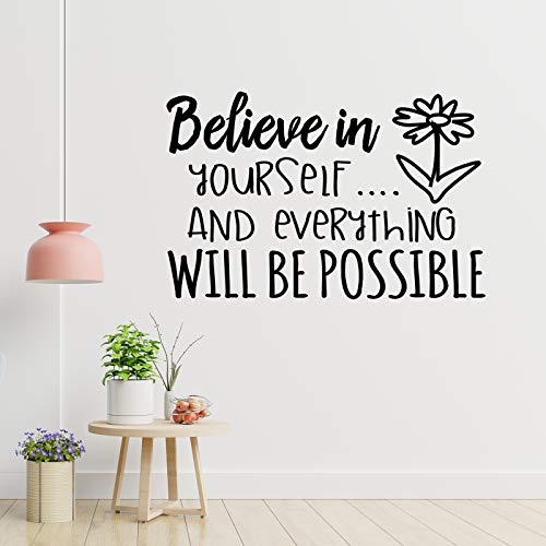 Docliick® Vinilo de pared decorativo en Inglés"BELIEVE IN YOURSELF." Pegatinas de pared decorativa de frases celebres.Vinilo decorativo decoración hogar Docliick DC-014-ING