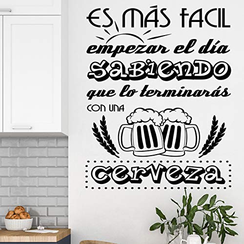 Docliick® Vinilos de pared decorativo con frase decorativa cocina y restaurante"ES MÁS FÁCIL EMPEZAR EL DÍA." Pegatinas decorativas pared. Decoración casa Docliick DC-19155