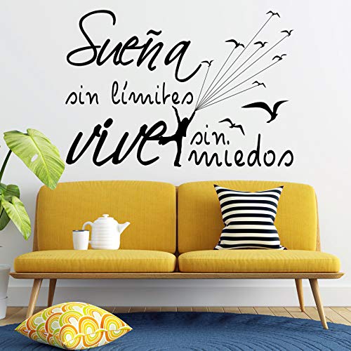 Docliick® Vinilos de pared decorativo con frase decorativa motivadora"SUEÑA SIN MIEDOS VIVE SIN." Pegatinas decorativas pared. Decoración casa Docliick DC-19150 (Vinilo de corte, 30x20cm)