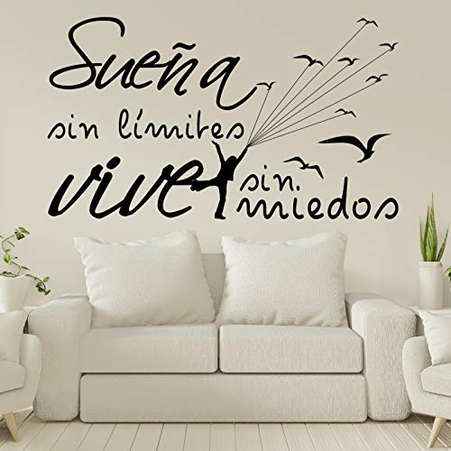 Docliick® Vinilos de pared decorativo con frase decorativa motivadora"SUEÑA SIN MIEDOS VIVE SIN." Pegatinas decorativas pared. Decoración casa Docliick DC-19150 (Vinilo de corte, 30x20cm)