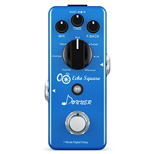 Donner Echo Square Digital Delay Pedal Guitarra, 7 Modos Pedal de Efectos True bypass para Guitarra