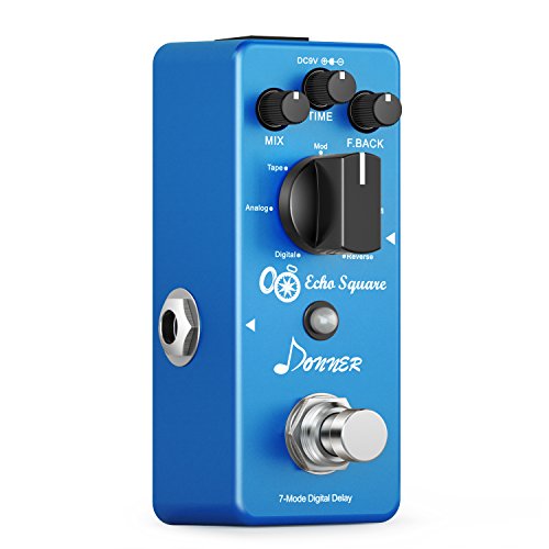 Donner Echo Square Digital Delay Pedal Guitarra, 7 Modos Pedal de Efectos True bypass para Guitarra