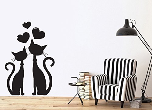 Dosige Dos Gatos Negro Pet Dibujos Animados Pegatinas de Ventana Pared Extraíble Pegatinas Vinilo Decal Murales para Cocina Sala de Estar Dormitorio Restaurante