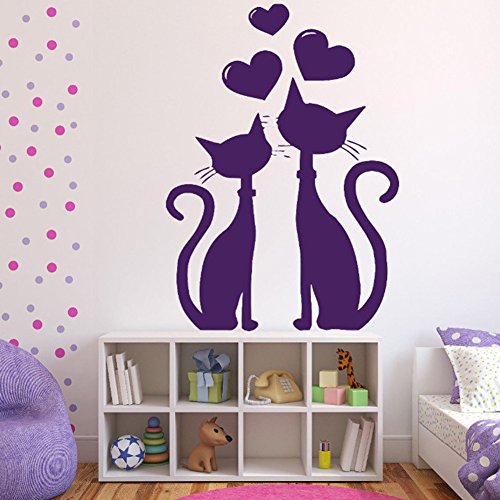 Dosige Dos Gatos Negro Pet Dibujos Animados Pegatinas de Ventana Pared Extraíble Pegatinas Vinilo Decal Murales para Cocina Sala de Estar Dormitorio Restaurante