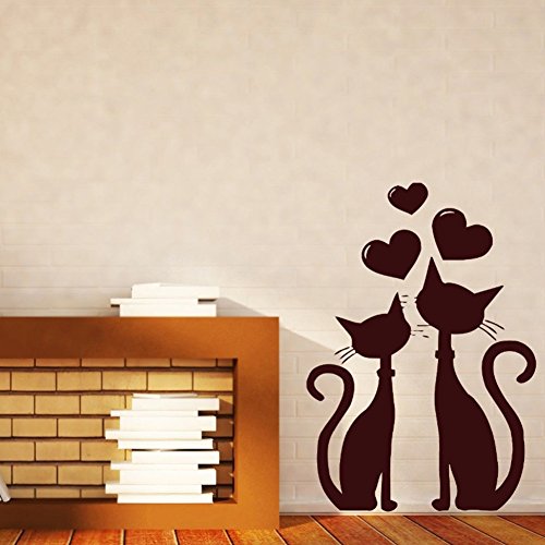 Dosige Dos Gatos Negro Pet Dibujos Animados Pegatinas de Ventana Pared Extraíble Pegatinas Vinilo Decal Murales para Cocina Sala de Estar Dormitorio Restaurante