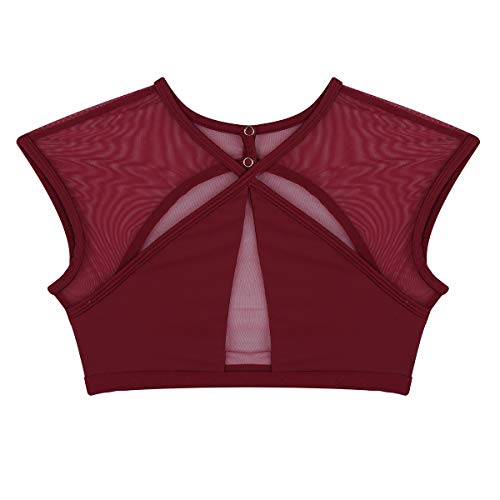 dPois 2 Piezas Traje de Danza Lírica Contemporánea para Mujer Chica Vestido Elegante de Ballet Baile Moderno Conjunto Criss Cross Crop Top + Falda Corta Irregular Fiesta Actuación Rojo M