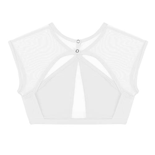 dPois 2 Piezas Traje de Danza Lírica Contemporánea para Mujer Chica Vestido Elegante de Ballet Baile Moderno Conjunto Criss Cross Crop Top + Falda Corta Irregular Fiesta Actuación Blanco S