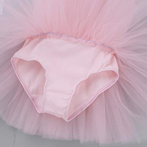 dPois Maillot de Ballet Niña Tutú Vestido con Braga Interior Traje de Baile Leotardo con Falda Malla Lunares Gimnasia Disfraz Bailarina Fiesta Carnaval 4 a 12 Años Rosa A 6 años