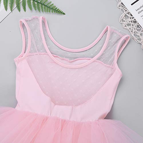 dPois Maillot de Ballet Niña Tutú Vestido con Braga Interior Traje de Baile Leotardo con Falda Malla Lunares Gimnasia Disfraz Bailarina Fiesta Carnaval 4 a 12 Años Rosa A 6 años