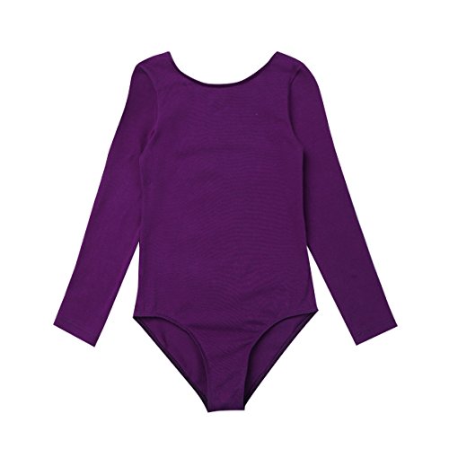 dPois Maillot Niña Ballet Gimnasia Danza Leotardo Manga Larga 2PC Disfraz Bailarina Tutú Falda Envolvente Gasa Traje de Ballet Equipamiento Básico para Niña Chica Morado 7-8 años