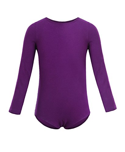 dPois Maillot Niña Ballet Gimnasia Danza Leotardo Manga Larga 2PC Disfraz Bailarina Tutú Falda Envolvente Gasa Traje de Ballet Equipamiento Básico para Niña Chica Morado 7-8 años