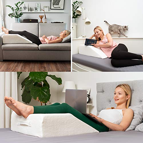 Dreamzie Almohada para Piernas Cojin para piernas Terapéutico Memoria de Forma - Dolor de Espalda, Rodillas, Post-operatorio, Piernas Pesadas, Circulación - Transpirable Lavable Hipoalergénico