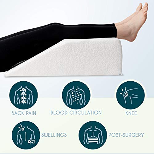 Dreamzie Almohada para Piernas Cojin para piernas Terapéutico Memoria de Forma - Dolor de Espalda, Rodillas, Post-operatorio, Piernas Pesadas, Circulación - Transpirable Lavable Hipoalergénico