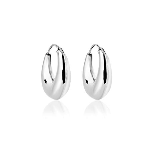 DTP Silver - Pendientes de Aro de mujer - Creoles gruesos - Plata 925 - Espesor 7 mm - Diámetro 24 mm