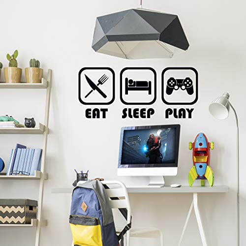 Eat Sleep Play pegatinas de pared de vinilo para niños juego de pegatinas de juego de decoración de juegos de arte de gamer Picture boy Decal cartel cocina guardería decoración niños niños