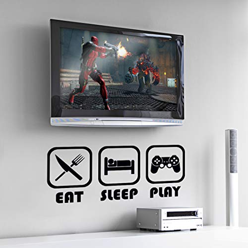 Eat Sleep Play pegatinas de pared de vinilo para niños juego de pegatinas de juego de decoración de juegos de arte de gamer Picture boy Decal cartel cocina guardería decoración niños niños