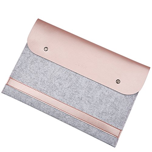 ele ELEOPTION Bolsa de Funda Macbook, Fieltro Ultra Delgado y Funda de Piel PU Funda Protectora para portátil Portátil (para Macbook 12", Oro Rosa)