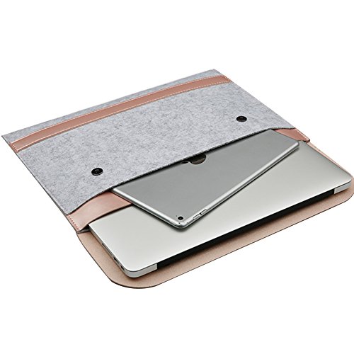 ele ELEOPTION Bolsa de Funda Macbook, Fieltro Ultra Delgado y Funda de Piel PU Funda Protectora para portátil Portátil (para Macbook 12", Oro Rosa)