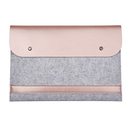 ele ELEOPTION Bolsa de Funda Macbook, Fieltro Ultra Delgado y Funda de Piel PU Funda Protectora para portátil Portátil (para Macbook 12", Oro Rosa)