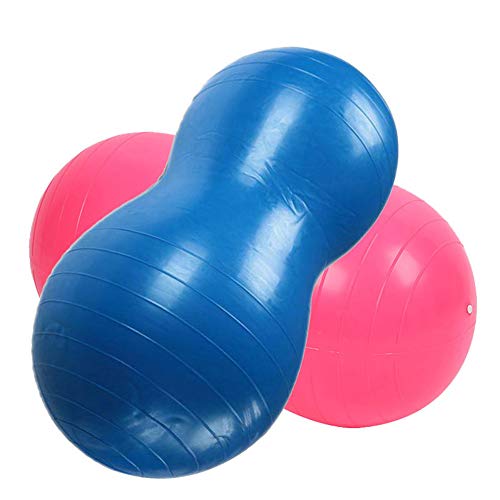 ENticerowts Bola de yoga con forma de cacahuete inflable, antiestallido, gimnasio, fitness, entrenamiento, yoga, pilates, masaje, color azul