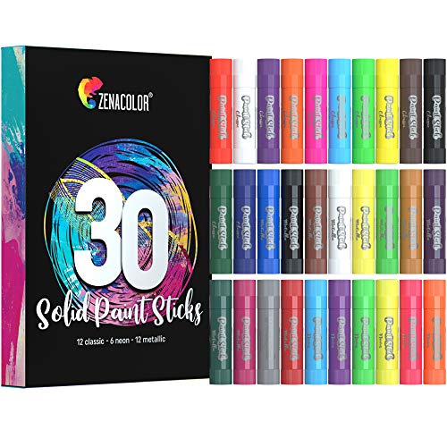 Estuche 30 Barras de Tempera Solida de Colores para Niños - Kit Pintura Niños y Bebes certificada CE - Kit de Arte Infantil - Sticks de Pinturas Niños para Papel, Cristal, Cartón...