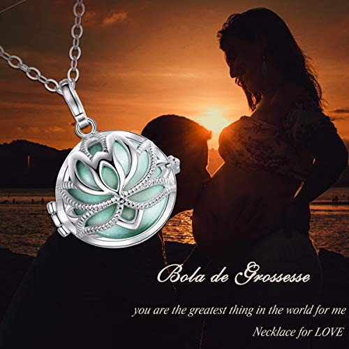 EUDORA Harmony Ball Bisutería Mujer Llamador de Angeles, Loto Sagrado Cadena Colgantes Joyería para Mujer Niña de Circonia Regalos Originales Carillón Música Cadena con Collar, 76,2cm