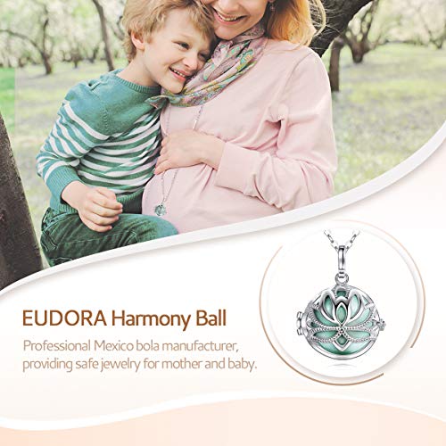 EUDORA Harmony Ball Bisutería Mujer Llamador de Angeles, Loto Sagrado Cadena Colgantes Joyería para Mujer Niña de Circonia Regalos Originales Carillón Música Cadena con Collar, 76,2cm