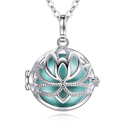 EUDORA Harmony Ball Bisutería Mujer Llamador de Angeles, Loto Sagrado Cadena Colgantes Joyería para Mujer Niña de Circonia Regalos Originales Carillón Música Cadena con Collar, 76,2cm