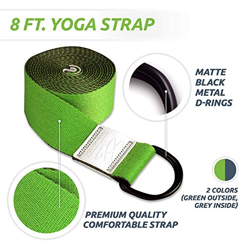 EverStretch Correa Yoga para Stretching 243 cm. Cinturón de Anillos en D Ajustable para Yoga, Pilates y Fisioterapia. El cinturón de Yoga más Lujoso Entre Las Bandas para Stretching