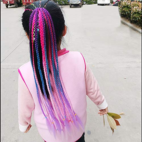 Extensiones de Trenzas,Yueser 2 piezas Colores Degradados Extensión de Pelo de La Torcedura Trenza de Torsión de Color con Cuerda Elástica para Niños y Mujeres