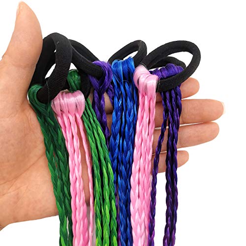 Extensiones Pelo, Banda para el cabello trenzado para extensiones de cabello para niños, banda para el colores degradados cuerda elástica para niños y mujeres- 8 piezas