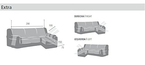 Eysa Fundas de Sofa Prácticas, Chaise Longue 240 cm, Derecha Vista Frontal, Tela, Beige, Tres Plazas