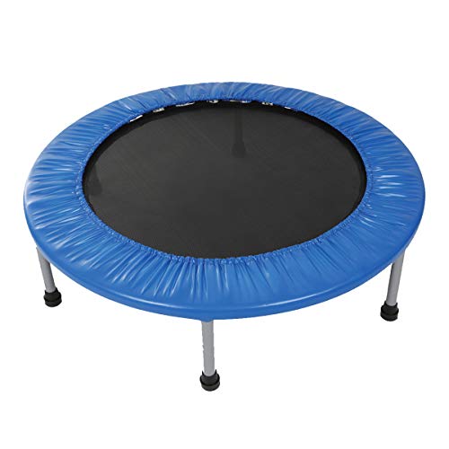 FA Sports - Pequeña cama elástica plegable FlyJump para interiores, diámetro 102 cm, negro y azul