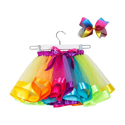 Falda del Tutu para Niña,SHOBDW Niños Regalo De Cumpleaños Fiesta De Tutú Baile Ballet Falda Niño Pequeño Disfraz De Rendimiento Falda De Baile + Arco Horquilla Conjunto 2PCS(Multicolor,10T)