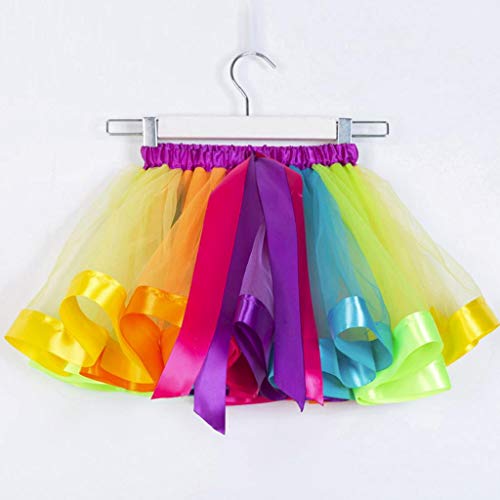 Falda del Tutu para Niña,SHOBDW Niños Regalo De Cumpleaños Fiesta De Tutú Baile Ballet Falda Niño Pequeño Disfraz De Rendimiento Falda De Baile + Arco Horquilla Conjunto 2PCS(Multicolor,10T)