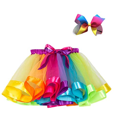 Falda del Tutu para Niña,SHOBDW Niños Regalo De Cumpleaños Fiesta De Tutú Baile Ballet Falda Niño Pequeño Disfraz De Rendimiento Falda De Baile + Arco Horquilla Conjunto 2PCS(Multicolor,10T)