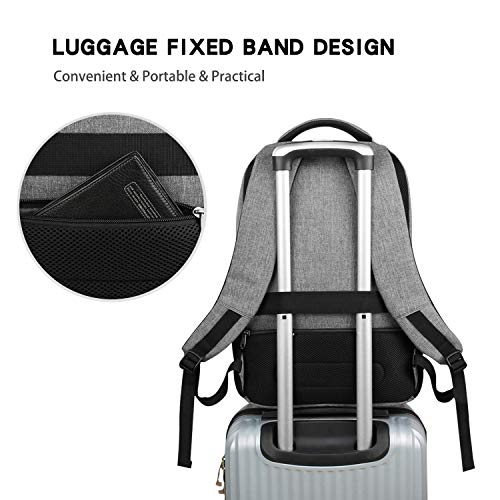 FANDARE Mochila Antirrobo Impermeable Mochila para Portátil de hasta 15.6 Multiusos Mochilas Escolares con Puerto de Carga USB para Diario Negocio Trabajo Unisexo Viaje Bolsas Escolares Gris