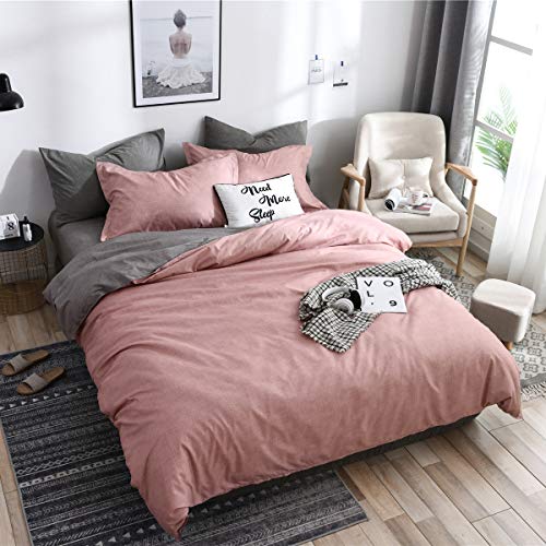 Fansu Juego de Ropa de Cama 4 Piezas Microfibra Juego de Fundas de Edredón Incluye 1 Funda Nórdica y 1 Sábana encimera 2 Funda de Almohada (Cama 150/160-220x240cm,Rosa)