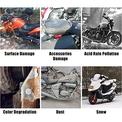 Favoto Funda para Moto Cubierta de la Motocicleta 210D Oxford Sellado Térmico de Costura a Prueba de Polvo Lluvia Viento Hojas Excrementos de Aves al Aire Libre XXXL 265cm Plata