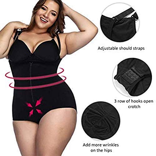 FeelinGirl Mujer Faja Reductora con Cinta Ajustable Corsé Bustier Ajustable Cremallera Shapewear Corset Waist Trainer Negro XL/Talla 42-44