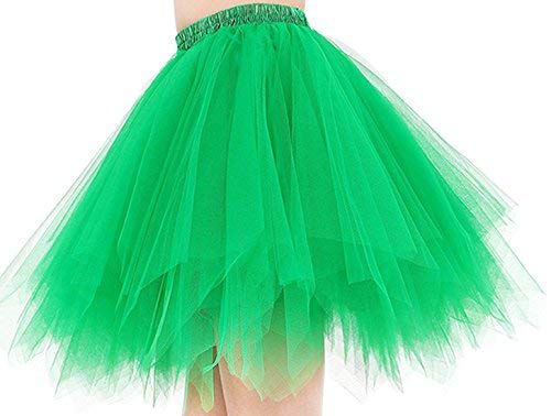 FEOYA Falda Tutu de Ballet para Mujer Skirt Corta Elegante con Capas Cintura Elástica Disfraz Fiesta Verde 38CM