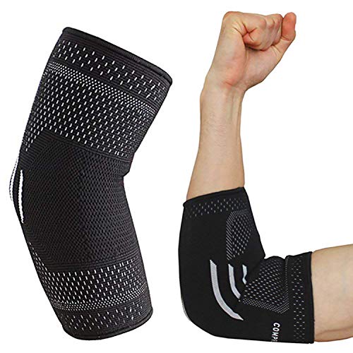 Férula Compresión Codera para Alivio del Dolor Tendinitis, Artritis, Vendaje de Soporte Deportivo Lesiones Codo Golfista Tenista Estabilizador Brazo Completo - Manga Compresión (Large - 1Pedazo)