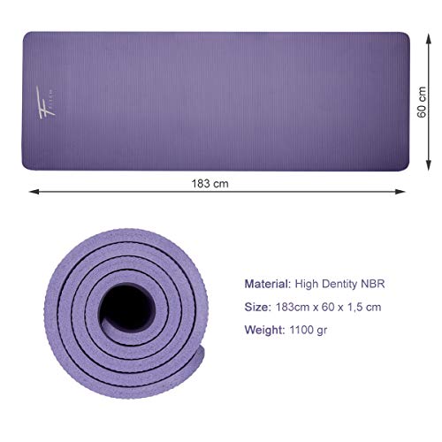 Fitem Colchoneta Ultragruesa de Espuma Cómoda Alta Densidad NBR - 183 x 60 x 1,5 cm o 1 cm - Para Gimnasia - Yoga - Deportes - Fitness - Pilates - Entrenamiento de Fuerza - Correa de Transporte Incluida