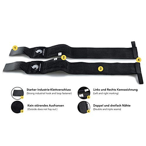 Fitgriff® Muñequeras Gym, Crossfit, Deportivas, Musculación, Gimnasio, Calistenia, Wrist Wraps - Mujeres y Hombres (Black Original)