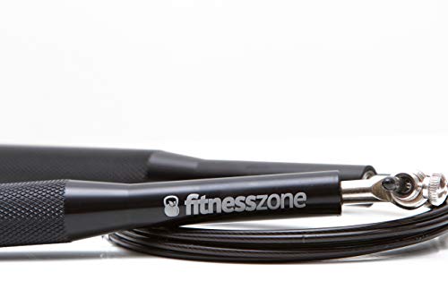 Fitness Zone | Cuerda para Saltar Alta Velocidad| Comba Crossfit Ajustable para Mujer y Hombre | Speed Rope para Ejercicios, Boxeo, Fitness, Gimnasia | con Rodamientos Ligeros y Rápidos | Color Negro